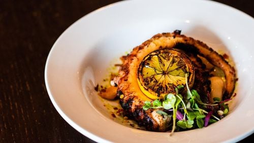 An upscale appetizer of charred octopus hits a sophisticated note in the sports bar setting of Irby’s Tavern. CONTRIBUTED BY HENRI HOLLIS