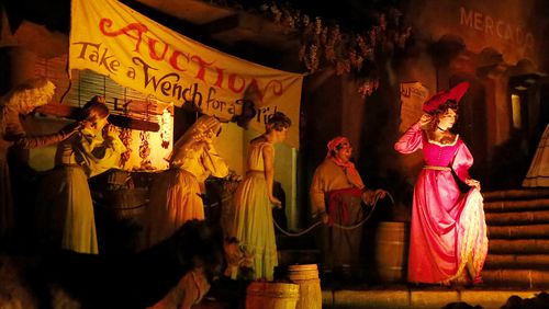 The scene where women are being sold for auction in the Pirates Of The Caribbean ride at Disneyland in Anaheim, Calif., on June 30, 2017. (Gary Coronado/Los Angeles Times/TNS)