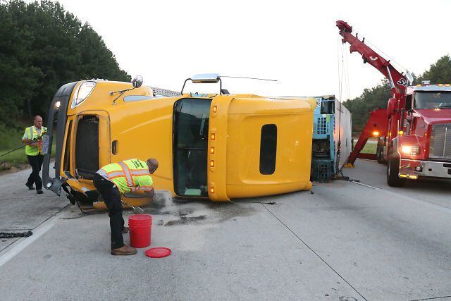 Overturned truck blocks I-675 in Clayton County