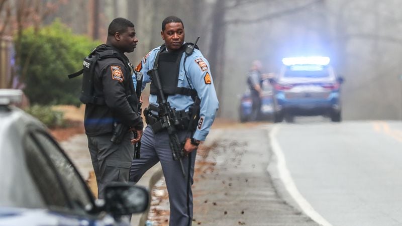Georgia State Patrol troopers on Key Road Wednesday morning.
