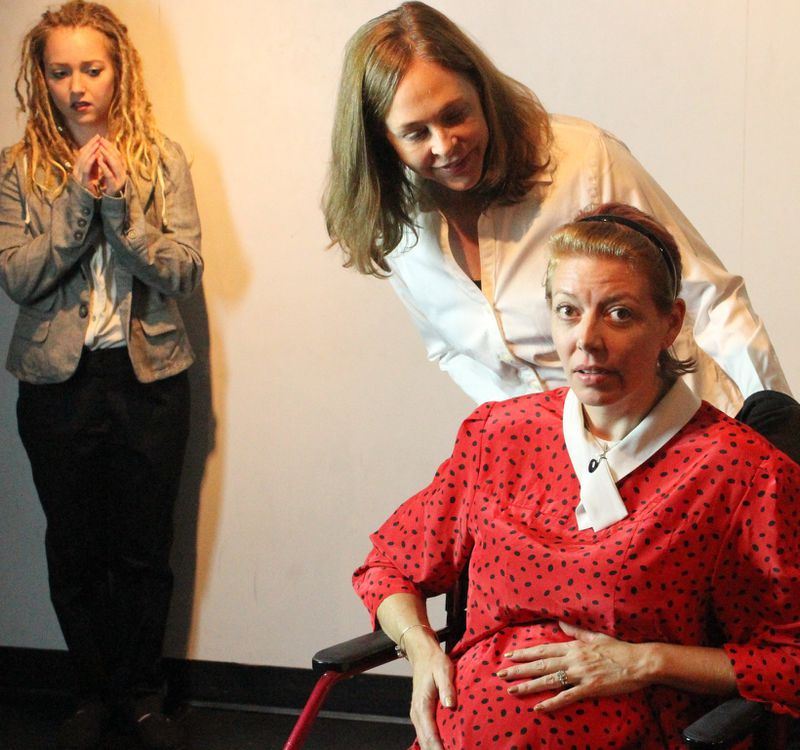 Rylee Bunton (from left), Nina Jones and Sarah Falkenburg Wallace appear in Essential Theatre’s “Another Mother,” by Atlanta playwright G.M. Lupo. CONTRIBUTED BY SAFAA SAMMANDER