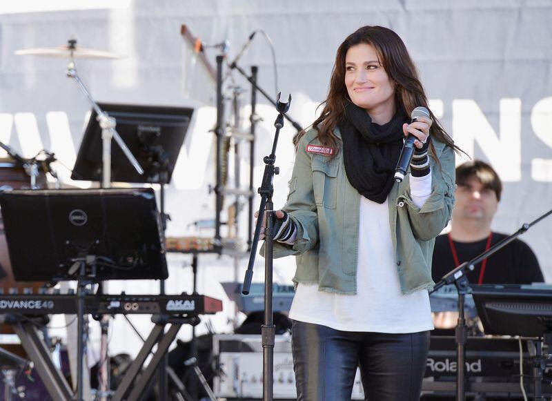  LOS ANGELES, CA - JANUARY 20: Singer Idina Menzel speaks during the Women's March Los Angeles 2018 on January 20, 2018 in Los Angeles, California. (Photo by Chelsea Guglielmino/Getty Images)