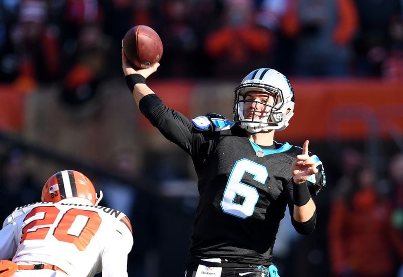 CLEVELAND, OH - DECEMBER 09:  Taylor Heinicke #6 of the Carolina Panthers passes the ball during the second quarter against the Cleveland Browns at FirstEnergy Stadium on December 9, 2018 in Cleveland, Ohio. (Photo by Jason Miller/Getty Images)