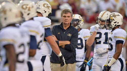 Georgia Tech coach Paul Johnson and the Yellow Jackets will open the 2017 season tonight against Tennessee at Mercedes-Benz Stadium. (AJC file photo/Hyosub Shin)