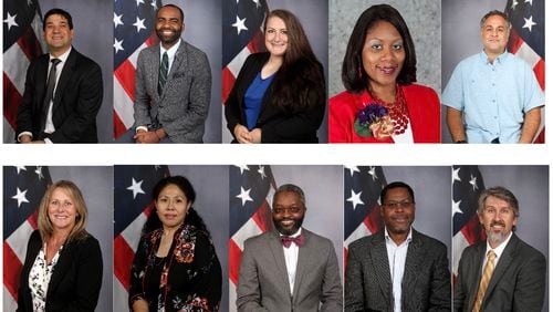 The first Gwinnett County Police Citizens Advisory Board includes (clockwise from top left): Sean Goldstein, Marqus Cole, Chevonne (Chevy) Vincent, Latabia Woodward, Pejman (Pej) Mahdavi, Cathy Nichols, Ruth McMullin, Anthony Williams, Andy Morgan and Brandon Hembree. (Courtesy Gwinnett Police Department)