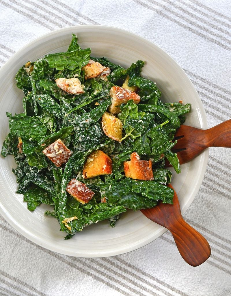 Kale Caesar with Garlic Croutons. (Chris Hunt for The Atlanta Journal-Constitution)