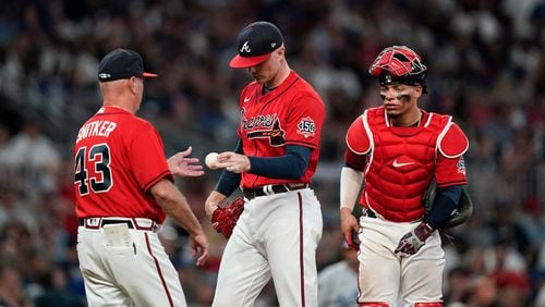 Braves pitcher Sean Newcomb was designated for assignment Tuesday. The Braves also optioned Huascar Ynoa to Triple-A. (AP Photo/Brynn Anderson)
