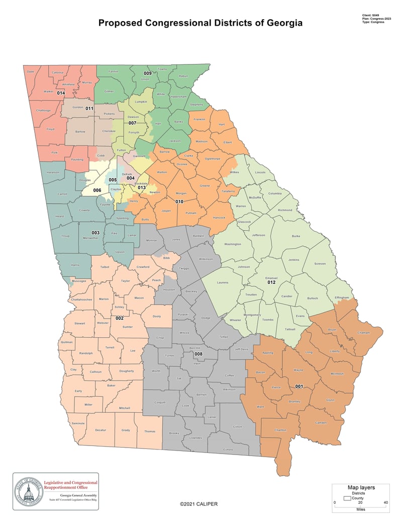 Georgia Republicans proposed U.S. House district boundaries.