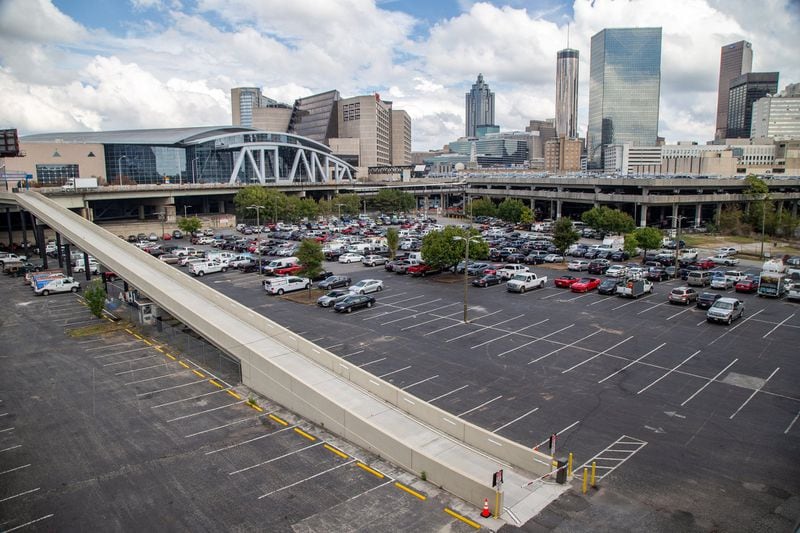 “The Gulch” stretches from the Five Points MARTA station to Mercedes-Benz Stadium in Atlanta. Developer CIM Group has proposed a $5 billion mini-city on the 40-acre site. (Photo by Phil Skinner)