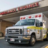 Chatham Emergency Services ambulance outside of St. Joseph's/Candler Hospital in Savannah on Feb. 26, 2024. Ambulance operators are experiencing glitches in the county's new dispatch system, potentially delaying emergency responses. (Photo Courtesy of Justin Taylor/The Current)