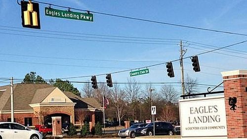 Intersection of Eagles Landing Parkway and Country Club Drive which would be part of the new proposed city of Eagles Landing in Henry County.
