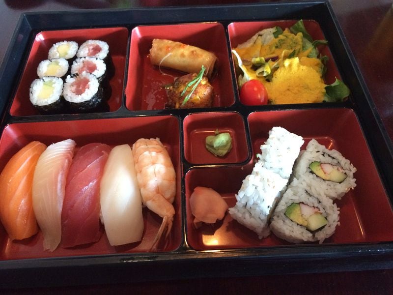 Natsu Sushi Bar & Ocean Grill offers daily bento-box lunch specials like this one with salad, California roll, nigiri and other goodies, for $13.95. CONTRIBUTED BY WENDELL BROCK