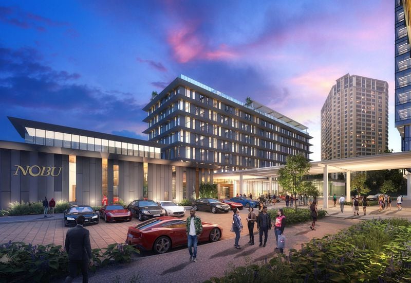A rendering of the Nobu hotel and restaurant to be built on the campus of the Phipps Plaza mall in Buckhead. SPECIAL from Simon and Nobu