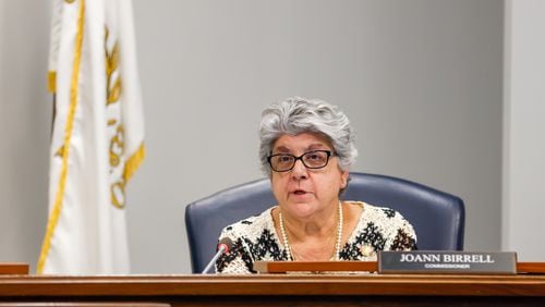 District Three Commissioner JoAnn Birrell is seen at a Cobb County Board of Commissioners meeting in Marietta on Tuesday, September 27, 2022. Birrell refused to vote on board business on Jan. 10, 2023, arguing that to do so under the county's amended map would violate the state constitution. (Arvin Temkar / arvin.temkar@ajc.com)