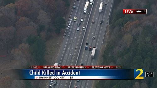 A crash on I-85 in Gwinnett County killed a child Wednesday.