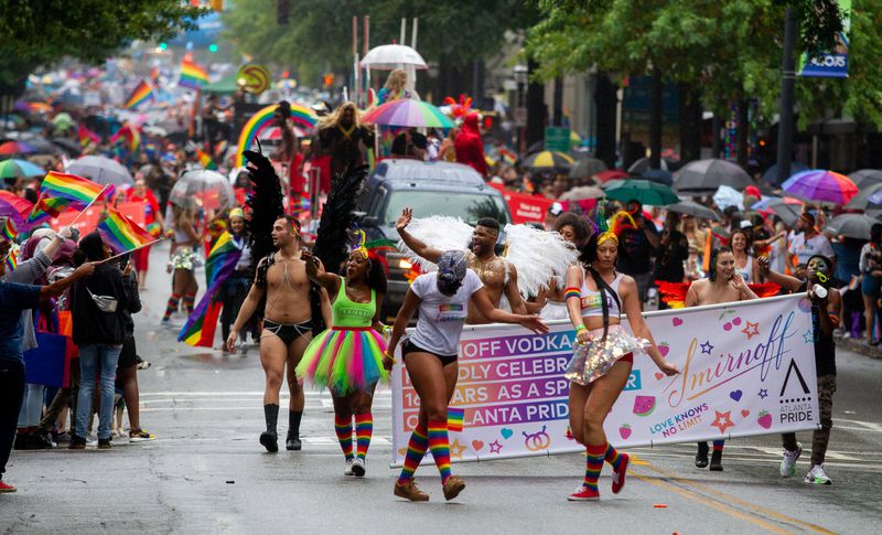 The 49th Annual Pride Festival and Parade makes its way down Peachtree Street Sunday, Oct 13, 2019. Photo: STEVE SCHAEFER / SPECIAL TO THE AJC