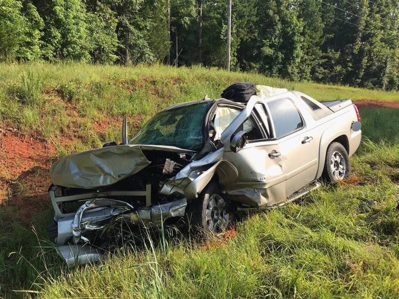 This is the Chevrolet Avalanche after the wreck on Ga. 83 Thursday morning. (Monroe County Sheriff's Office)