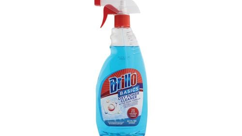 Brillo Basics Oxy Power Cleaner bills itself as a bleach-free stain remover and degreaser to clean kitchens, bathrooms and even carpets.