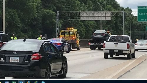 Traffic was backed up on I-85 in both directions near Cleveland Avenue due to a crash Sunday.
