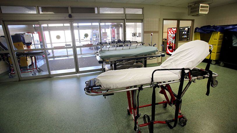 November 8, 2012 - Atlanta, Ga: An empty stretcher is shown in the ambulance entrance of the Grady Emergency Room at Grady Memorial Hospital Thursday morning in Atlanta, Ga., November 8, 2012..  JASON GETZ / JGETZ@AJC.COM
