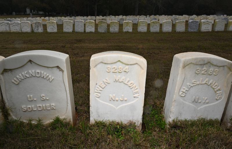 Owen Maloney is among more than 900 Irish Americans buried at Andersonville National Cemetery. Researchers have traced people buried there to all of Ireland’s counties and all of its major religious denominations. The youngest was 16. The oldest was 64. (Hyosub Shin / Hyosub.Shin@ajc.com)