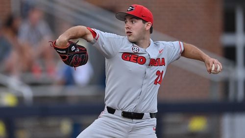 Georgia's Logan Moody was one of 15 players that pitched for the Bulldogs against Georgia Tech Tuesday night at Russ Chandler Stadium in Atlanta. Those pitchers threw 244 pitches and issued 15 walks. (Photo from Georgia Tech)