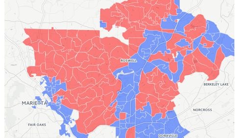 Here's how each precinct in Georgia's 6th District voted by party.