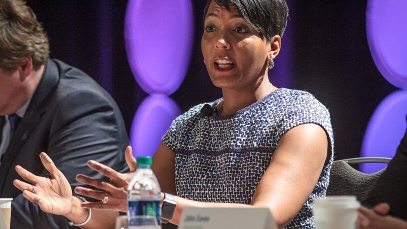 Atlanta mayoral candidate and City Councilwoman Keisha Lance Bottoms answers questions at a recent mayoral forum. Mayor Kasim Reed endorsed her candidacy for mayor. STEVE SCHAEFER / SPECIAL TO THE AJC