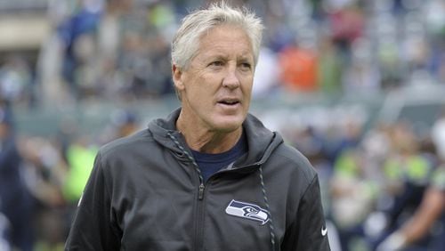 Seattle Seahawks coach Pete Carroll looks on before an NFL football game against the New York Jets Sunday, Oct. 2, 2016, in East Rutherford, N.J. (AP Photo/Bill Kostroun)