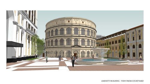 Jackson Healthcare’s expanded campus in Alpharetta will include an amenities building inspired by the Colosseum in Rome.