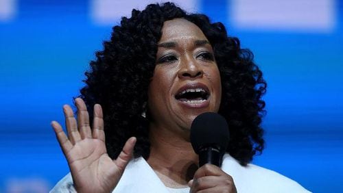 PHILADELPHIA, PA - NOVEMBER 05:  Television producer Shonda Rhimes speaks during a Get Out The Vote concert for Democratic presidential nominee former Secretary of State Hillary Clinton at the Mann Center for the Performing Arts on November 5, 2016 in Philadelphia, Pennsylvania. With three days to go until election day, Hillary Clinton is campaigning in Florida and Pennsylvania.  (Photo by Justin Sullivan/Getty Images)