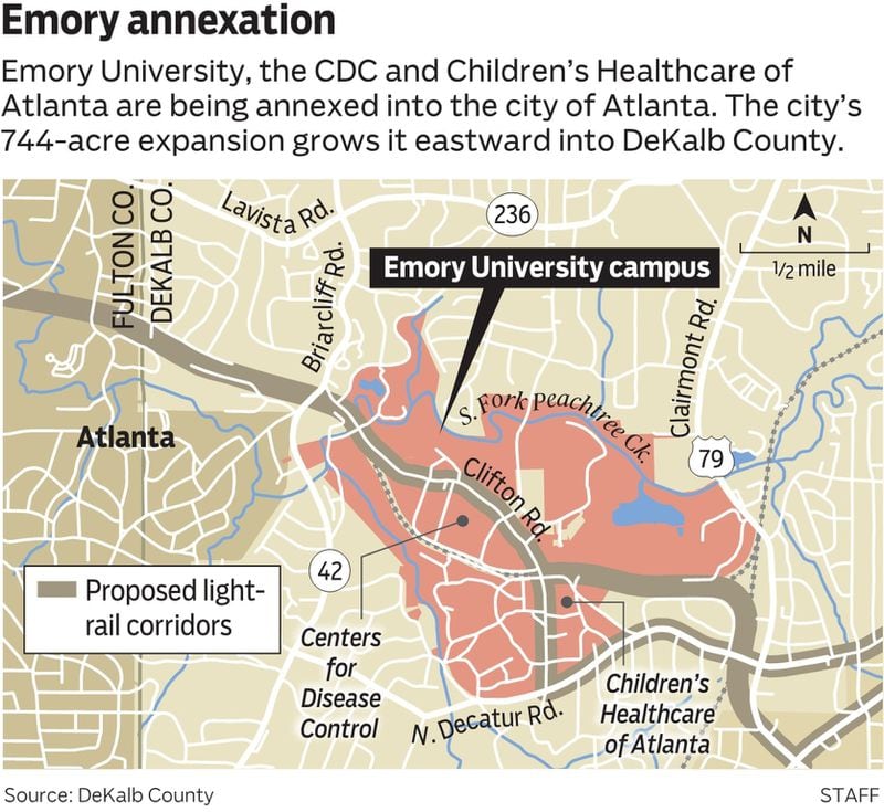The Atlanta City Council could soon vote on Emory University’s annexation into the city, but not until questions around school districts are resolved.