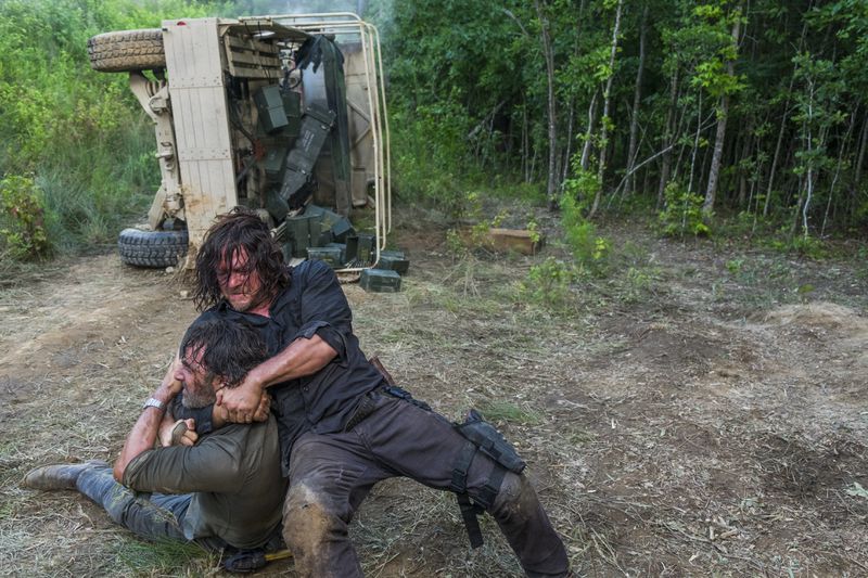  Norman Reedus as Daryl Dixon, Andrew Lincoln as Rick Grimes - The Walking Dead _ Season 8, Episode 5 - Photo Credit: Gene Page/AMC