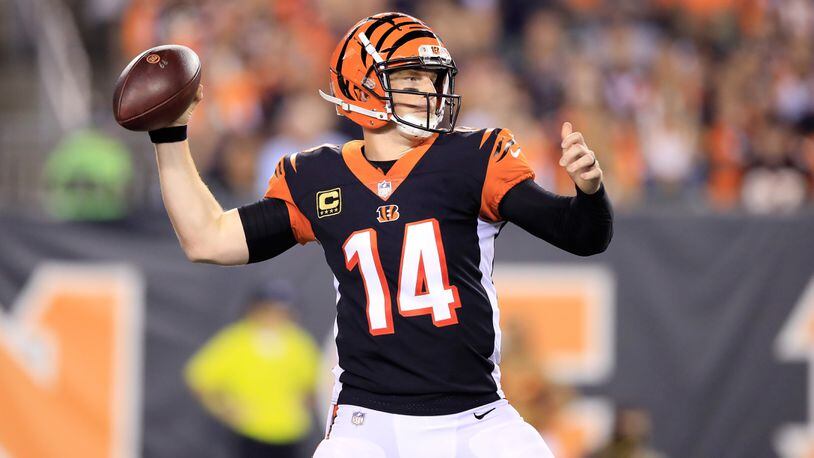 Bengals QB Andy Dalton on Falcons QB Matt Ryan: 'He’s good, he makes quick decisions and is able to get the ball out of his hands and get it to his guys.' (Photo by Andy Lyons/Getty Images)