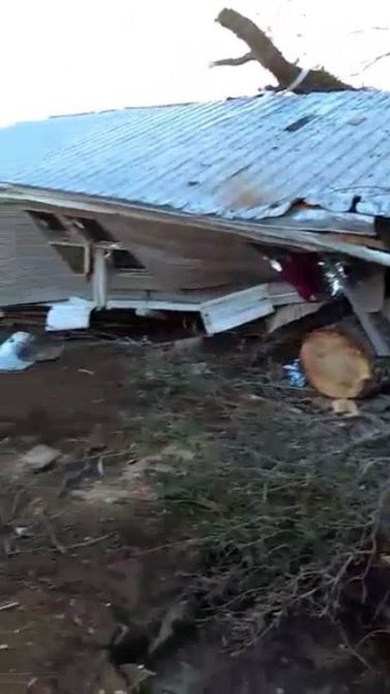 A screenshot of a video showing the damage to the trailer of Detrez Green s parents after a January tornado in Albany. The trailer was later shredded as emergency workers searched for Detrez. (Handout)