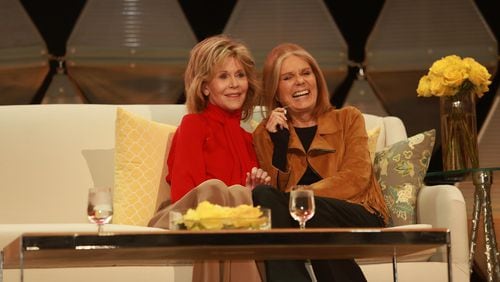 Jane Fonda and Gloria Steinem spoke to a group of 1,600 mostly women on Thursday, two days after the 2016 eleciton. (Credit: Cassie Connelly)
