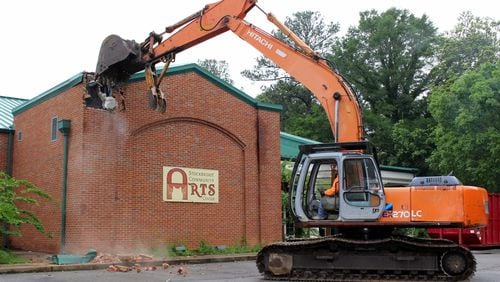 The city of Stockbridge began demolition of the Community Arts Center on Monday. It is expected to be completed torn down by mid-June. CONTRIBUTED