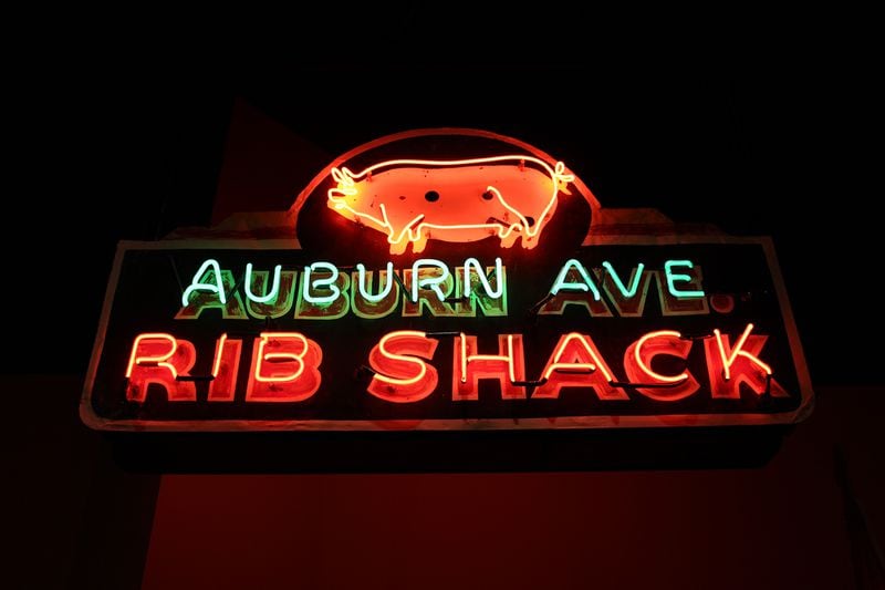 A notable piece of Atlanta streetscape history, the Auburn Ave. Rib Shack neon sign from the 1950s, is included in the Atlanta History Center exhibition Barbecue Nation. CONTRIBUTED BY: Atlanta History Center
