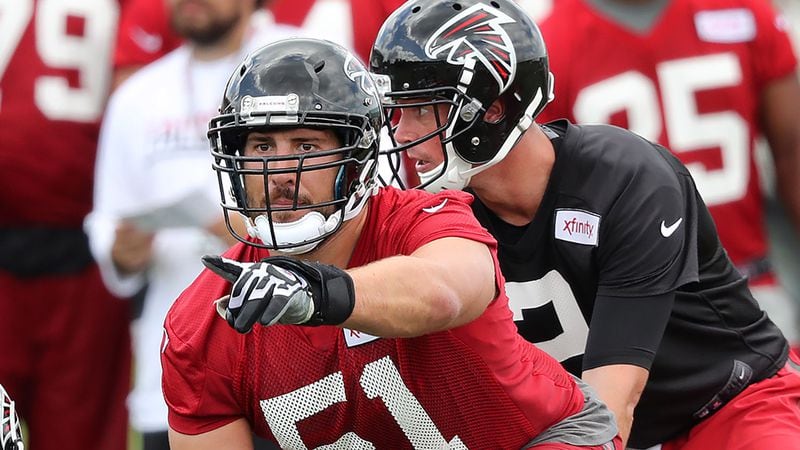Center Alex Mack, acquired in free agency last offseason, was a key figure in the Falcons' offense.