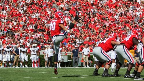 Georgia punter Jake Camarda (90) during the Bulldogs' game against the Murray State Racers on Dooley Field at Sanford Stadium in Athens, Ga., on Sat., Sept. 7, 2019. (Photo by Chamberlain Smith)