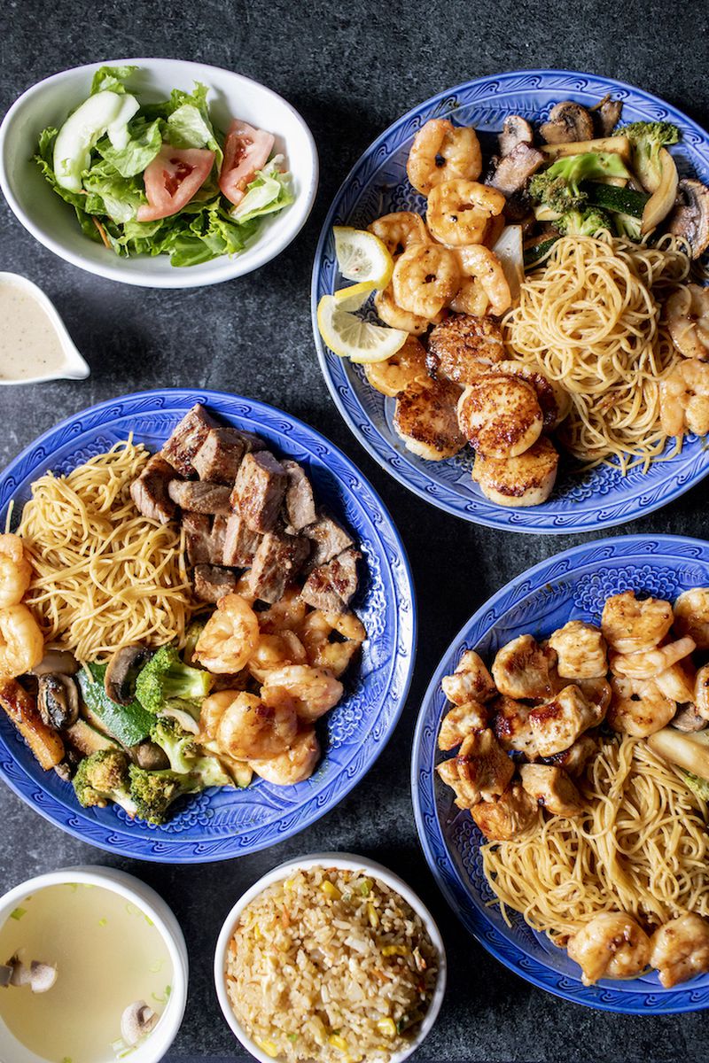 Hibachi combination plates always have been some of the most popular dishes at Nakato. All of the hibachi meals at Nakato are served with soup, salad, rice, noodles and a choice of protein. Courtesy of Nakato Japanese Restaurant