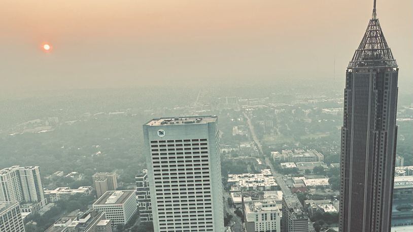 Smoke from Canadian wildfires draped over Atlanta, causing a peachy sunrise on Tuesday.
