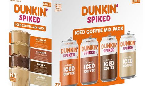 Dunkin' has launched spiked iced coffee and iced tea sold in some grocery and liquor stores. Source: Dunkin'