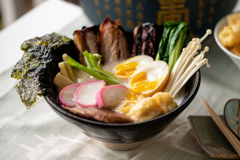 Quick and Easy Creamy Tonkotsu-style Broth with ramen noodles. CONTRIBUTED BY MIA YAKEL