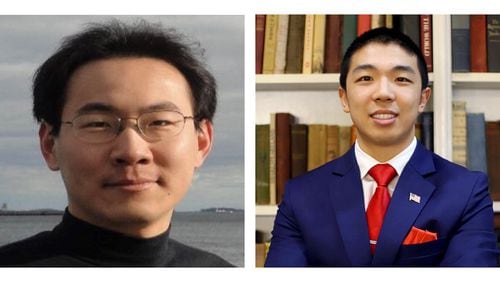 U.S. marshals are seeking Quinxuan Pan (left), a person of interest in the murder of Yale graduate student Kevin Jiang (right).