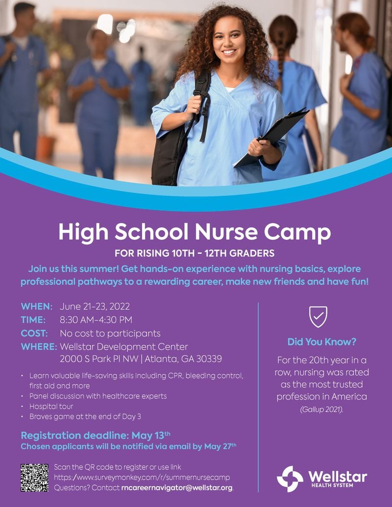 Wellstar Health System is putting on a high school nurse camp for those in the 10th- 12th grade.
