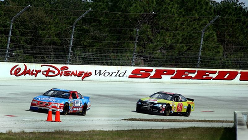 A pair of drivers run the speedway. The Richard Petty Driving Experience is available at race tracks across the country, including Atlanta Motor Speedway.