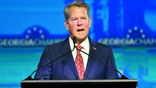 Gov. Brian Kemp made a surprise trip to the site of the first presidential debate in Milwaukee Wednesday, where he hammered former President Donald Trump for skipping the debate. (Hyosub Shin/hyosub.shin@ajc.com)