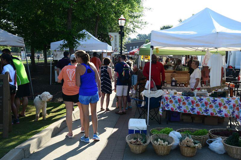 The Saturday morning Suwanee Farmers Market is open weekly May 7 through Oct. 29 and biweekly the rest of the year. (Courtesy of city of Suwanee)