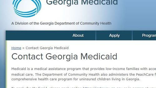 Medicaid is run by the Georgia Department of Community Health. DCH contracts with the Division of Family and Children Services to calculate applicants’ eligibility. PHOTO: Screenshot.